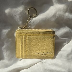 Yellow Fake Leather Card Holder And Keychain Mother's Day Gift For Mom
